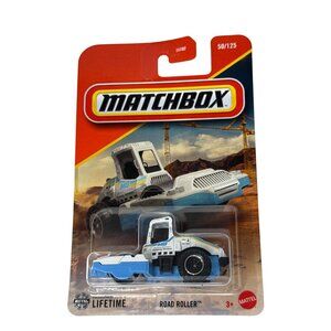Matchbox 2024 Road Roller 50/125 White Blue Construction Vehicle